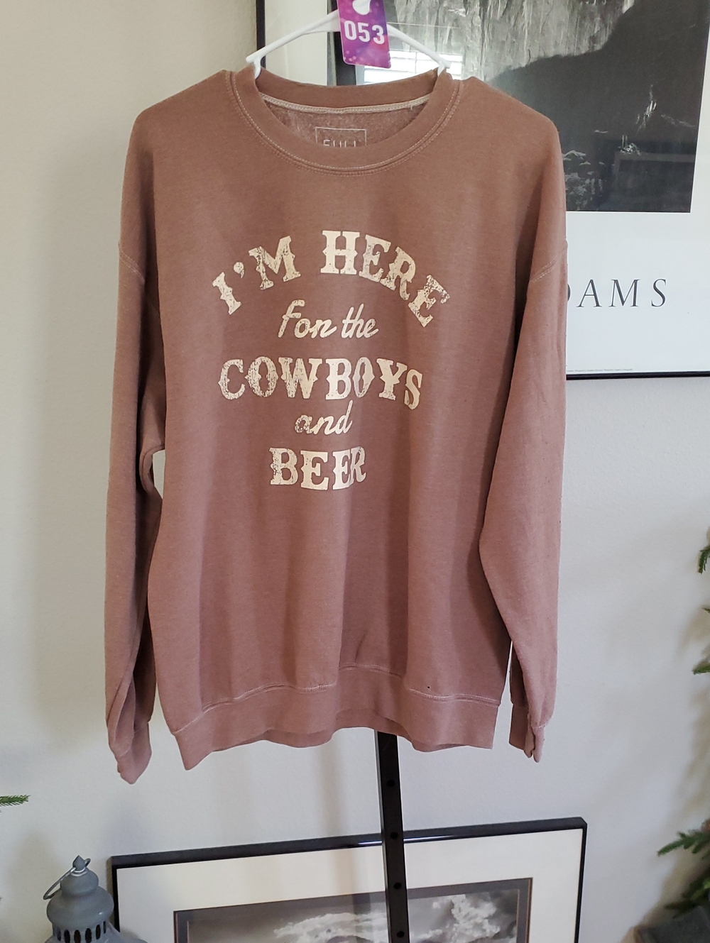 #53 Women’s Crewneck Sweatshirt - Brown Graphic Pullover